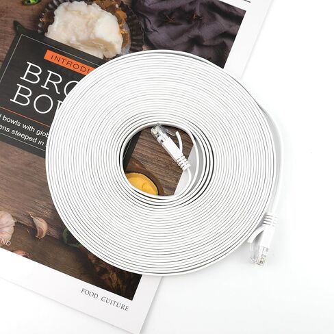 BlingKingdom Ethernet Cable 10 M Flat Network Cable Cat 6 with Rj45 Connector for Indoor Home Office PC Gaming Consoles Streaming Devices - White in Saudi Arabia