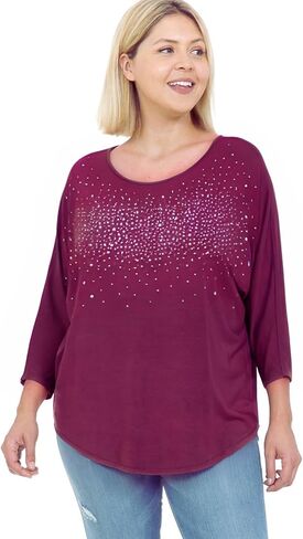 LEEBE Women and Plus Size Short Sleeve Studded Swing Tunic Top (Small-5X) in Kuwait