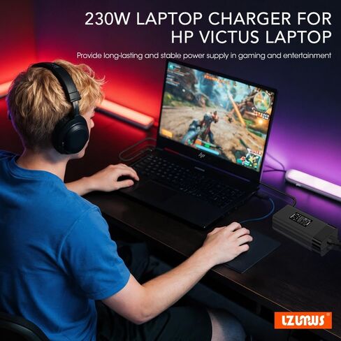 شاحن HP 230 واط - مصدر طاقة 19.5 فولت 11.8 أمبير، محول تيار متردد برأس 4.5 × 3.0 مم لجهاز HP Victus 16 15 OMEN 16 17 كمبيوتر محمول، ZBook Power G10 G9 G8، متوافق مع الموديلات 16-s0000، 15-fb1000، 16-b1797nr، 17-cb1000 in Kuwait