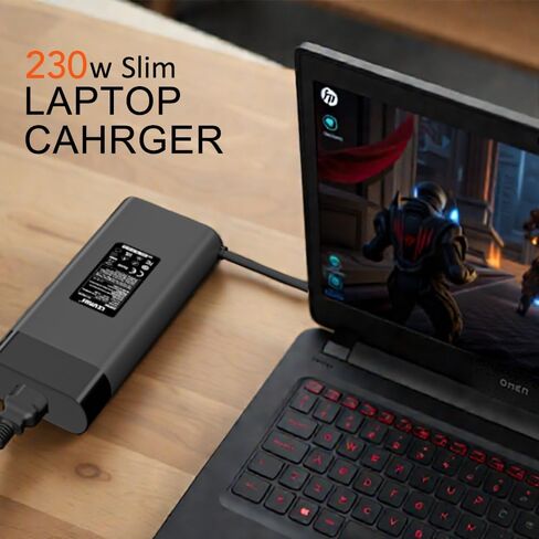 شاحن HP 230 واط - مصدر طاقة 19.5 فولت 11.8 أمبير، محول تيار متردد برأس 4.5 × 3.0 مم لجهاز HP Victus 16 15 OMEN 16 17 كمبيوتر محمول، ZBook Power G10 G9 G8، متوافق مع الموديلات 16-s0000، 15-fb1000، 16-b1797nr، 17-cb1000 in Kuwait