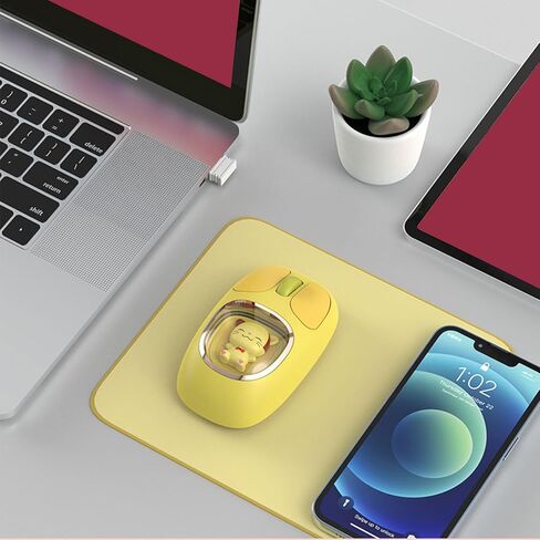 GOWENIC Wireless Mouse, Rechargeable Silent RGB Wireless Mouse with USB Receiver and Doll Style, for PC Laptop Tablet Gaming Working (Yellow) in Saudi Arabia