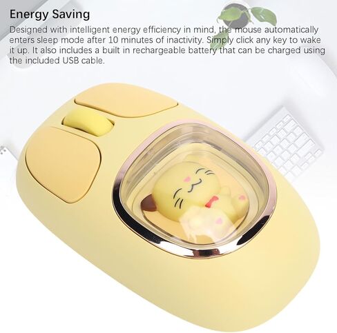 GOWENIC Wireless Mouse, Rechargeable Silent RGB Wireless Mouse with USB Receiver and Doll Style, for PC Laptop Tablet Gaming Working (Yellow) in Saudi Arabia