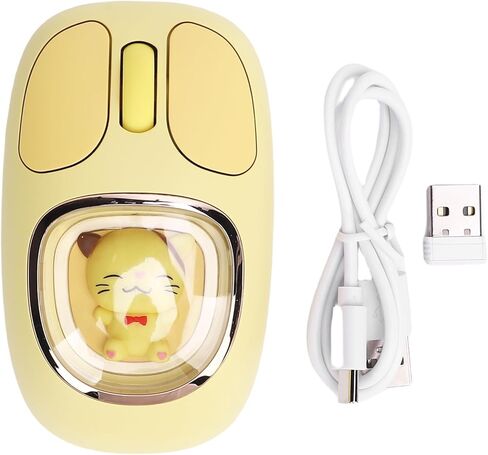 GOWENIC Wireless Mouse, Rechargeable Silent RGB Wireless Mouse with USB Receiver and Doll Style, for PC Laptop Tablet Gaming Working (Yellow) in Saudi Arabia