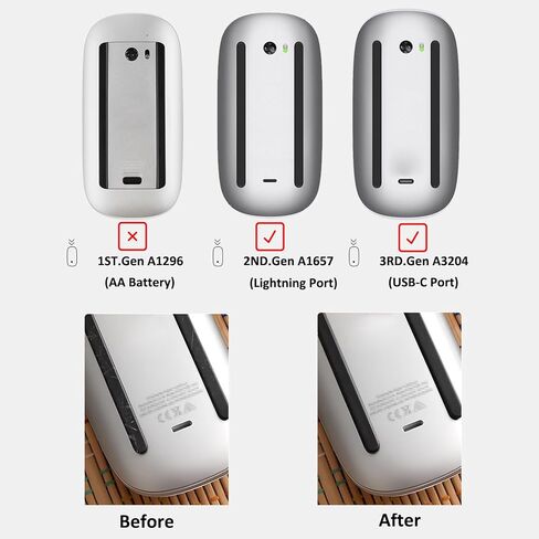 استبدال ساق إصلاح قدم الماوس لجهاز Magic 2 Bluetooth مع منفذ Lightning موديل A1657 ومنفذ USB-C موديل A3204، غير مناسب للماوس السحري الجيل الأول A1296 (أسود) in Kuwait