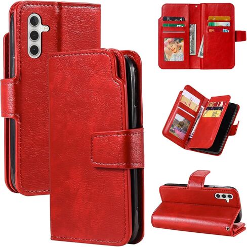 for Samsung Galaxy A55 Wallet Case, Leather Flip Cover with 9 Card Slots, Built-in Kickstand & Cash Pocket | Compatible with Samsung Galaxy A55, Brown in Saudi Arabia