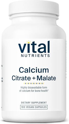 Vital Nutrients Calcium Citrate and Malate Complex 150mg | Vegan Supplement | Support Bone Strength, Muscle and Cardiovascular Health* | Gluten, Dairy and Soy Free | 100 Capsules in Saudi Arabia
