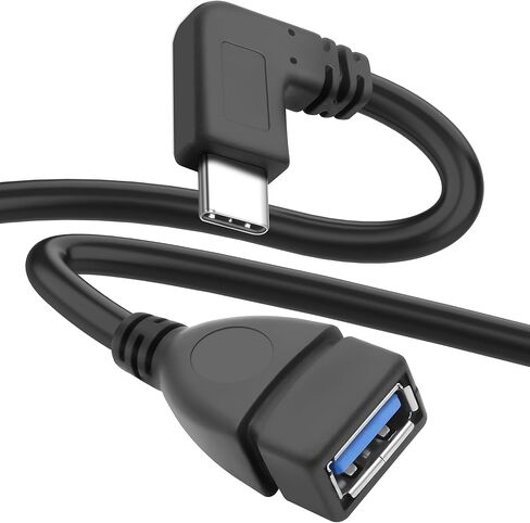 محول MEIRIYFA USB C إلى USB 3.0، 90 درجة USB 3.1 C ذكر إلى USB 3.0 A أنثى كابل OTG 5 جيجابت في الثانية سلك بيانات وشحن للهواتف اللوحية والكمبيوتر المحمول (أسود، 0.25 متر) in Kuwait