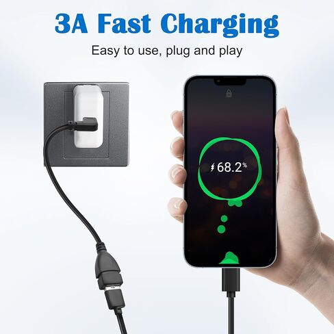 محول MEIRIYFA USB C إلى USB 3.0، 90 درجة USB 3.1 C ذكر إلى USB 3.0 A أنثى كابل OTG 5 جيجابت في الثانية سلك بيانات وشحن للهواتف اللوحية والكمبيوتر المحمول (أسود، 0.25 متر) in Kuwait