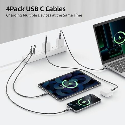1.5ft USB C to USB C Cable, 4-Pack 60W USBC to USBC Cord, Type C to C Charger Cable Fast Charging for iPhone 16 15 Pro Max/Plus, for Samsung Galaxy S24 S23 S22, for iPad/MacBook Pro/Air, Pixel in Saudi Arabia