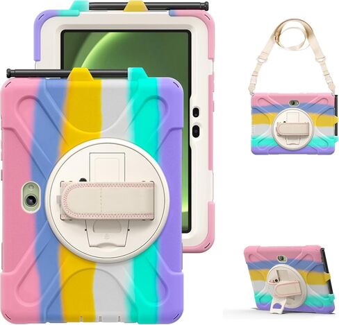 XYX for Samsung Galaxy Tab Active5 Pro/Active4Pro/Active Pro Case 10.1 inch, 3in1 Heavy Duty Shockproof Cover with Stand Hand Strap and Shoulder, Navy Blue in Kuwait