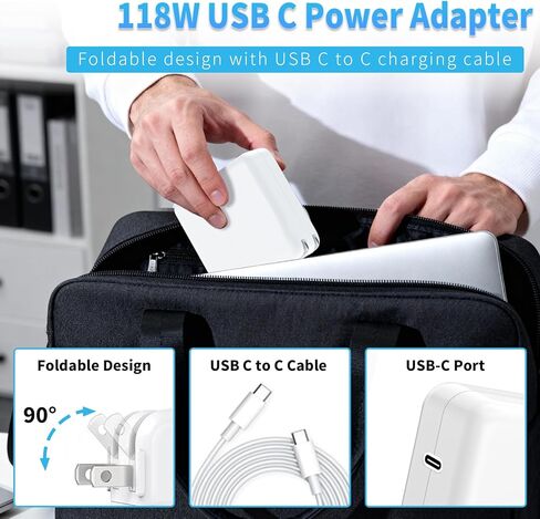 شاحن Mac Book Pro - شاحن USB C بقوة 118 وات متوافق مع Mac Book Pro/Air 16 15 14 13 بوصة، M1 M2 M3 M4، ipad Pro وجميع أجهزة USB C، يتضمن كابل شحن in Kuwait