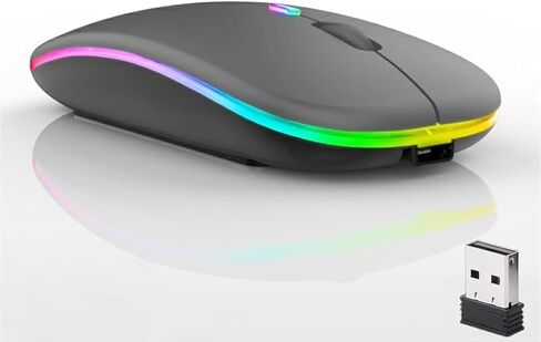 ماوس لاسلكي نحيف، 2.4 جيجا قابلة للشحن، نقرة صامتة، RGB، 1600 نقطة لكل بوصة، بطارية 500 مللي أمبير، متوافق مع Windows/Mac (أبيض) in Kuwait