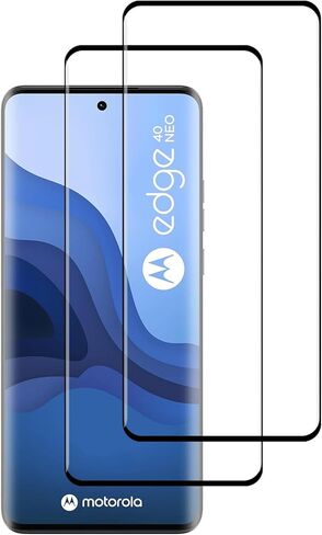 [2 Pack] Full Coverage Tempered Glass Screen Protector for Motorola Edge 40 Neo, [3D Curved] [HD Anti-Scratch ] [No-Bubble ] Screen Protector for Motorola Edge 40 Neo in Saudi Arabia