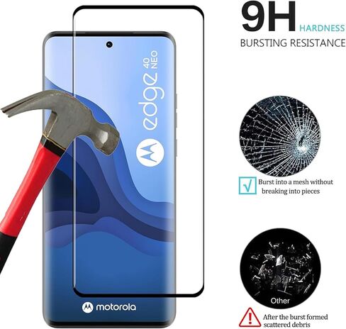 [2 Pack] Full Coverage Tempered Glass Screen Protector for Motorola Edge 40 Neo, [3D Curved] [HD Anti-Scratch ] [No-Bubble ] Screen Protector for Motorola Edge 40 Neo in Saudi Arabia