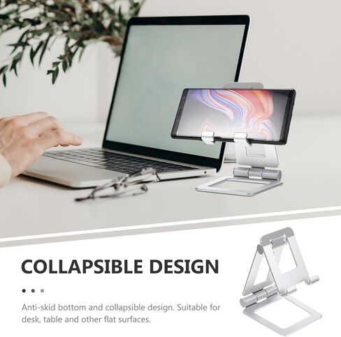 DOITOOL Desktop Phone Holder and Tablet Stand, Foldable Silver Phone Bracket with Adjustable Angles for Home and Office Use in Saudi Arabia