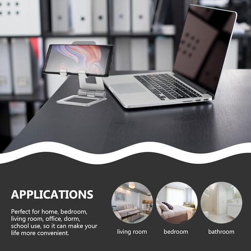 DOITOOL Desktop Phone Holder and Tablet Stand, Foldable Silver Phone Bracket with Adjustable Angles for Home and Office Use in Saudi Arabia