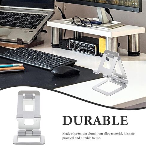 DOITOOL Desktop Phone Holder and Tablet Stand, Foldable Silver Phone Bracket with Adjustable Angles for Home and Office Use in Saudi Arabia