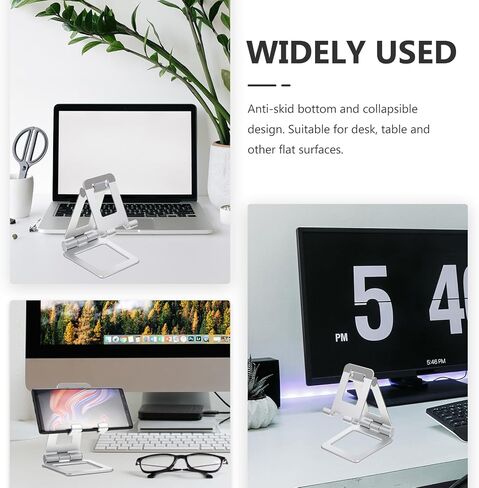 DOITOOL Desktop Phone Holder and Tablet Stand, Foldable Silver Phone Bracket with Adjustable Angles for Home and Office Use in Saudi Arabia