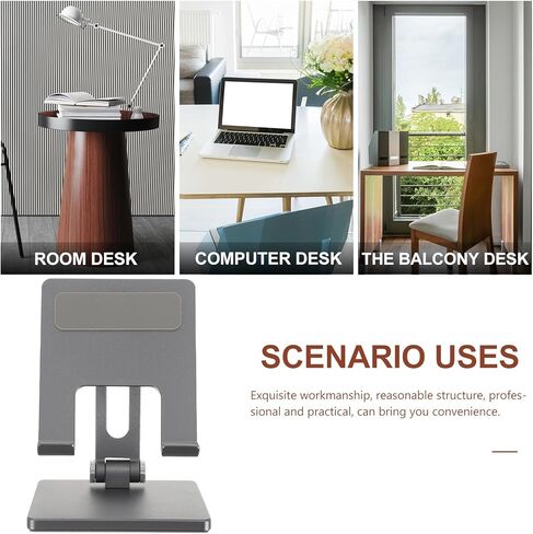 Adjustable Tablet Stand Holder for Desk, Foldable Aluminum Alloy Multi-Angle Tablet Bracket Compatible with Ipad, Portable Office and Home Use in Space Gray in Saudi Arabia