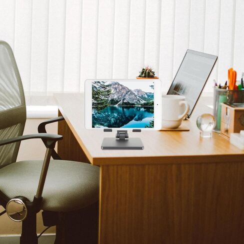 Adjustable Tablet Stand Holder for Desk, Foldable Aluminum Alloy Multi-Angle Tablet Bracket Compatible with Ipad, Portable Office and Home Use in Space Gray in Saudi Arabia