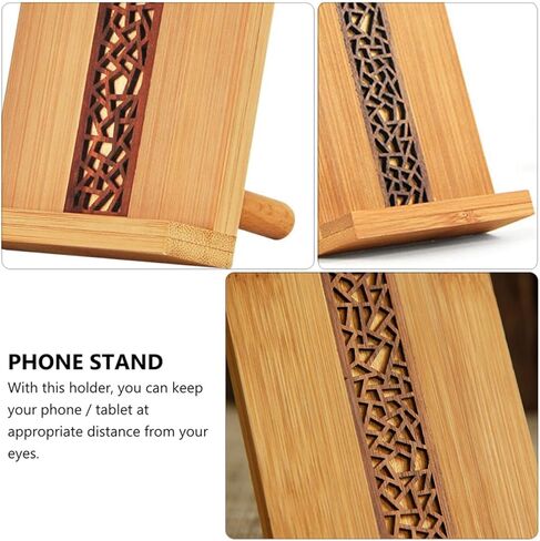 Zerodeko Wooden Phone Stand and Tablet Holder, Multifunctional Desktop Cellphone Support for Home Office, Universal Compatible Mobile Phone Rack with Vintage Style in Saudi Arabia