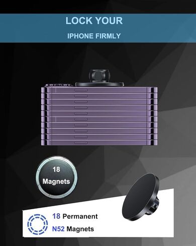رأس تثبيت كروي مغناطيسي من سبائك الألومنيوم لسلسلة Magsafe iPhone 12-17، مغناطيس 18xN52، استبدال محول قاعدة معدنية سوداء غير لامعة يناسب جميع حاملات هواتف السيارة بمفاصل كروية 17 مم/0.67 بوصة in Saudi Arabia