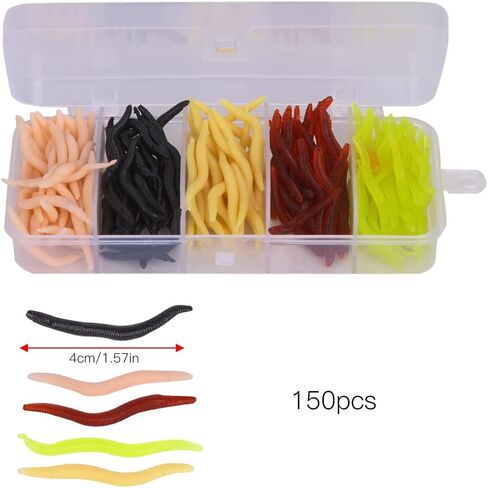 150PCS Silicone Soft Fishing Lures, Lifelike Grub Baits Fish Tackle Accessory, Made of Material, for Many Species in Saudi Arabia