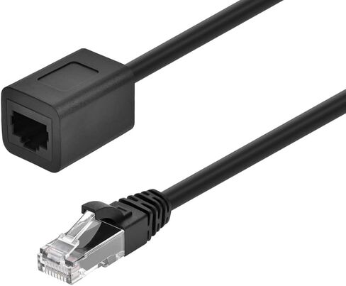 Monoprice Cat6A 1ft Black U/UTP Ethernet Extension Cable RJ45 Male to Female (with PCB Jack 3μ) 24AWG Standed Bare Copper CM PVC Jacket in Saudi Arabia