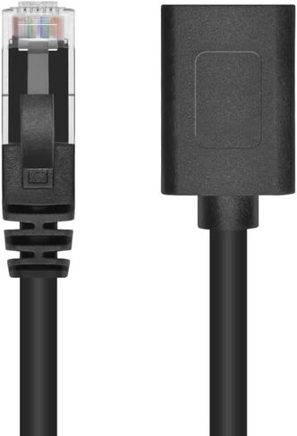 Monoprice Cat6A 1ft Black U/UTP Ethernet Extension Cable RJ45 Male to Female (with PCB Jack 3μ) 24AWG Standed Bare Copper CM PVC Jacket in Saudi Arabia