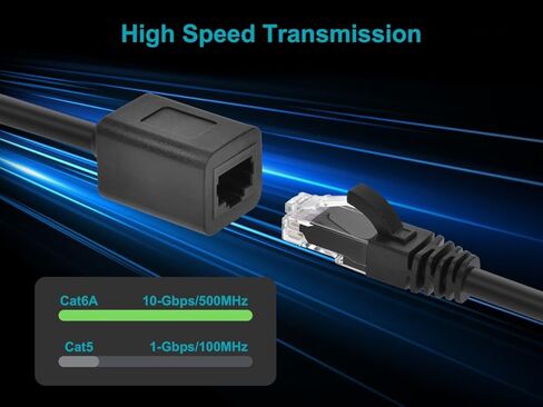 Monoprice Cat6A 1ft Black U/UTP Ethernet Extension Cable RJ45 Male to Female (with PCB Jack 3μ) 24AWG Standed Bare Copper CM PVC Jacket in Saudi Arabia