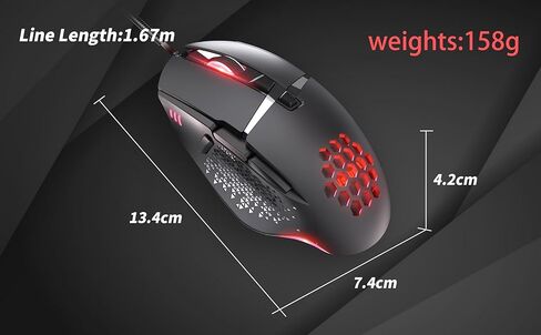 ماوس ألعاب C303 Ultimate - 12800 نقطة في البوصة، 6 مناطق RGB، 8 مفاتيح ماكرو، سلك مضاد للتشابك بطول 5.5 قدم in Kuwait