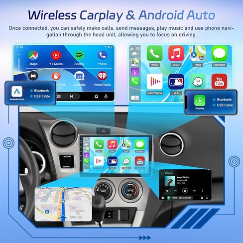 [Qualcomm 8 Core 4+64G] راديو سيارة لسيارة Toyota Matrix 2009-2014 - Carplay لاسلكي وAndroid Auto - شاشة لمس 9 بوصة 1280 * 720 IPS Android 15 ستيريو للسيارة - DSP/GPS/WiFi/SWC + كاميرا احتياطية AHD in Saudi Arabia