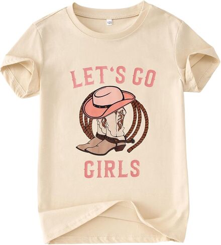 Ritatte Toddler Western Cowgirl Shirt Kids Let's Go Girls T-Shirt Long Live Cowgirls Rodeo Graphic Short Sleeve Tees Top 2-9Y in Saudi Arabia