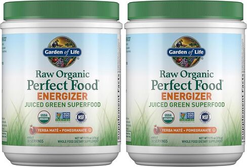 Garden of Life Raw Organic Perfect Food Energizer Juiced Green Superfood Powder - Yerba Mate Pomegranate, & Probiotics, Gluten Free Whole Food Greens Supplements, 30 Servings, 9.73 Oz in Saudi Arabia