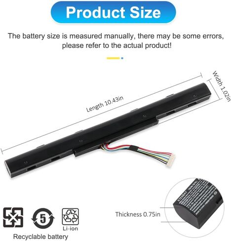 ETESBAY AS16A5K AS16A7K AS16A8K Replacement Battery for Acer Aspire E15 E5-475G 523G 573G 575G 774G E5-575G E5-575-59QB E5-575G-53VG (14.8V, 2800mAh) in Saudi Arabia