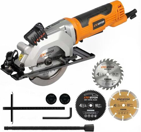 Circular Saw,4-1/2" Mini Circular Saw Cordless with 2.0A Battery, Power Saw with Laser Guide, 3400RPM, Maximum Cutting 1-11/16" at 90° and 1-1/8"at 45° for Wood, Soft Metal, Plastic in Saudi Arabia