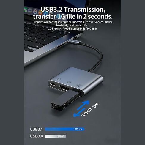 VBESTLIFE USB C to HDMI Adapter, Type C Hub Converter to 4K HDMI Output, USB 3.2 Port & 100W PD Fasting Charging Port, 3 in 1 for Phone Tablet Laptop in Saudi Arabia
