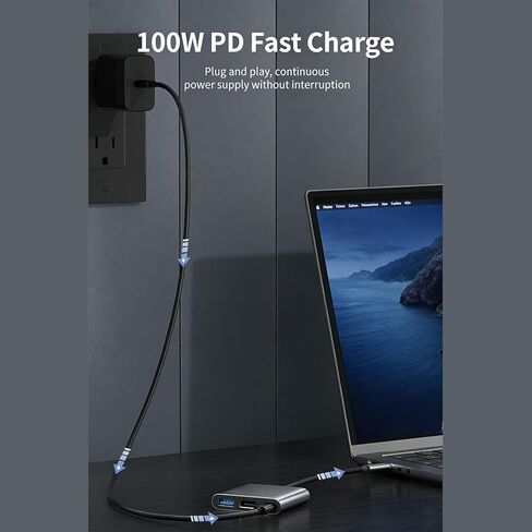 VBESTLIFE USB C to HDMI Adapter, Type C Hub Converter to 4K HDMI Output, USB 3.2 Port & 100W PD Fasting Charging Port, 3 in 1 for Phone Tablet Laptop in Saudi Arabia