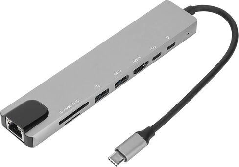 8 in 1 USB C Hub, Aluminum Alloy Multiport Adapter with PD Port 4K Ethernet SD TF Card Reader, for Wins Laptop in Saudi Arabia