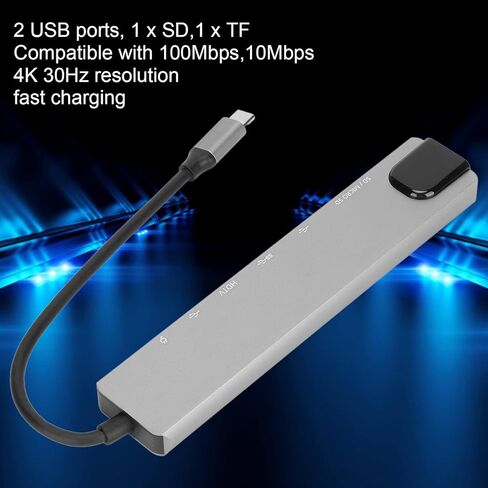 8 in 1 USB C Hub, Aluminum Alloy Multiport Adapter with PD Port 4K Ethernet SD TF Card Reader, for Wins Laptop in Saudi Arabia