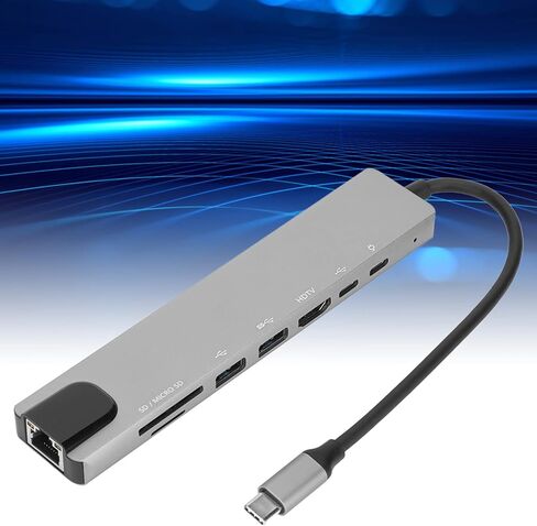 8 in 1 USB C Hub, Aluminum Alloy Multiport Adapter with PD Port 4K Ethernet SD TF Card Reader, for Wins Laptop in Saudi Arabia
