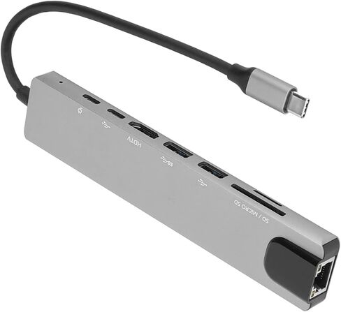 8 in 1 USB C Hub, Aluminum Alloy Multiport Adapter with PD Port 4K Ethernet SD TF Card Reader, for Wins Laptop in Saudi Arabia