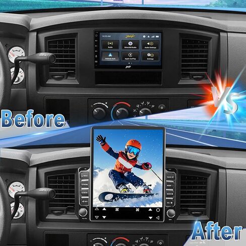راديو ستيريو للسيارة Android 14 Double Din لسيارة Dodge Ram 1500 2500 3500 2006-2008، 9.7 بوصة راديو سيارة بشاشة تعمل باللمس مع Carplay لاسلكي Android Auto GPS WiFi Bluetooth RDS SWC كاميرا احتياطية in Saudi Arabia