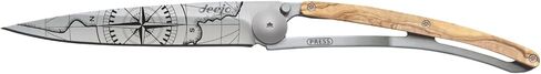 deejo - سكين جيب قابل للطي 27 جرام مع مشبك حزام - تصميم Terra Incognita، شفرة من الفولاذ المقاوم للصدأ مقاس 2.95 بوصة، مقبض من خشب الزيتون - خفيف الوزن للحمل اليومي للمنزل والعمل والاستخدام الخارجي in Kuwait