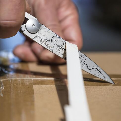 deejo - سكين جيب قابل للطي 27 جرام مع مشبك حزام - تصميم Terra Incognita، شفرة من الفولاذ المقاوم للصدأ مقاس 2.95 بوصة، مقبض من خشب الزيتون - خفيف الوزن للحمل اليومي للمنزل والعمل والاستخدام الخارجي in Kuwait