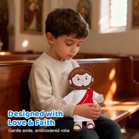 دمية يسوع القطيفة مقاس 13 بوصة للأطفال، دمية يسوع المحشوة من القطيفة للكنيسة، المعمودية، حشوات التخزين، أزرق in Kuwait