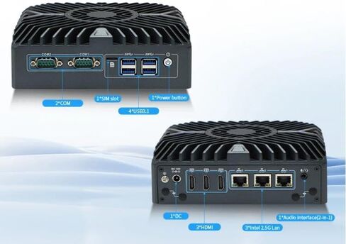 12th Gen Mini Host,Embedded Industrial Control Computer, Intel Core i7-1255U(10cores and 12threads),3*lntel i225-V 2.5G LAN, 3*HDMI,2*COM(RS232/485),4*USB3.1,Support 1*DDR5 (NO RAM NO SSD) in Kuwait