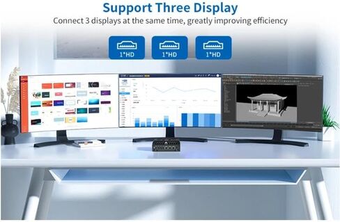 12th Gen Mini Host,Embedded Industrial Control Computer, Intel Core i7-1255U(10cores and 12threads),3*lntel i225-V 2.5G LAN, 3*HDMI,2*COM(RS232/485),4*USB3.1,Support 1*DDR5 (NO RAM NO SSD) in Kuwait