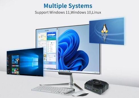 12th Gen Mini Host,Embedded Industrial Control Computer, Intel Core i7-1255U(10cores and 12threads),3*lntel i225-V 2.5G LAN, 3*HDMI,2*COM(RS232/485),4*USB3.1,Support 1*DDR5 (NO RAM NO SSD) in Kuwait
