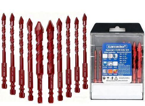 مجموعة رؤوس مثقاب غريب الأطوار برأس ملتوي أحمر خاص 10 قطع، لقمة مثقاب لبلاط البورسلين للزجاج والطوب والبلاستيك والأسمنت والخشب والسيراميك والمعادن والرخام (3/16 بوصة إلى 1/2 بوصة). in Kuwait